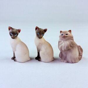 Vintage 1984 Avon Porcelain Cat Figurines Set of 3 Siamese Persian Miniatures